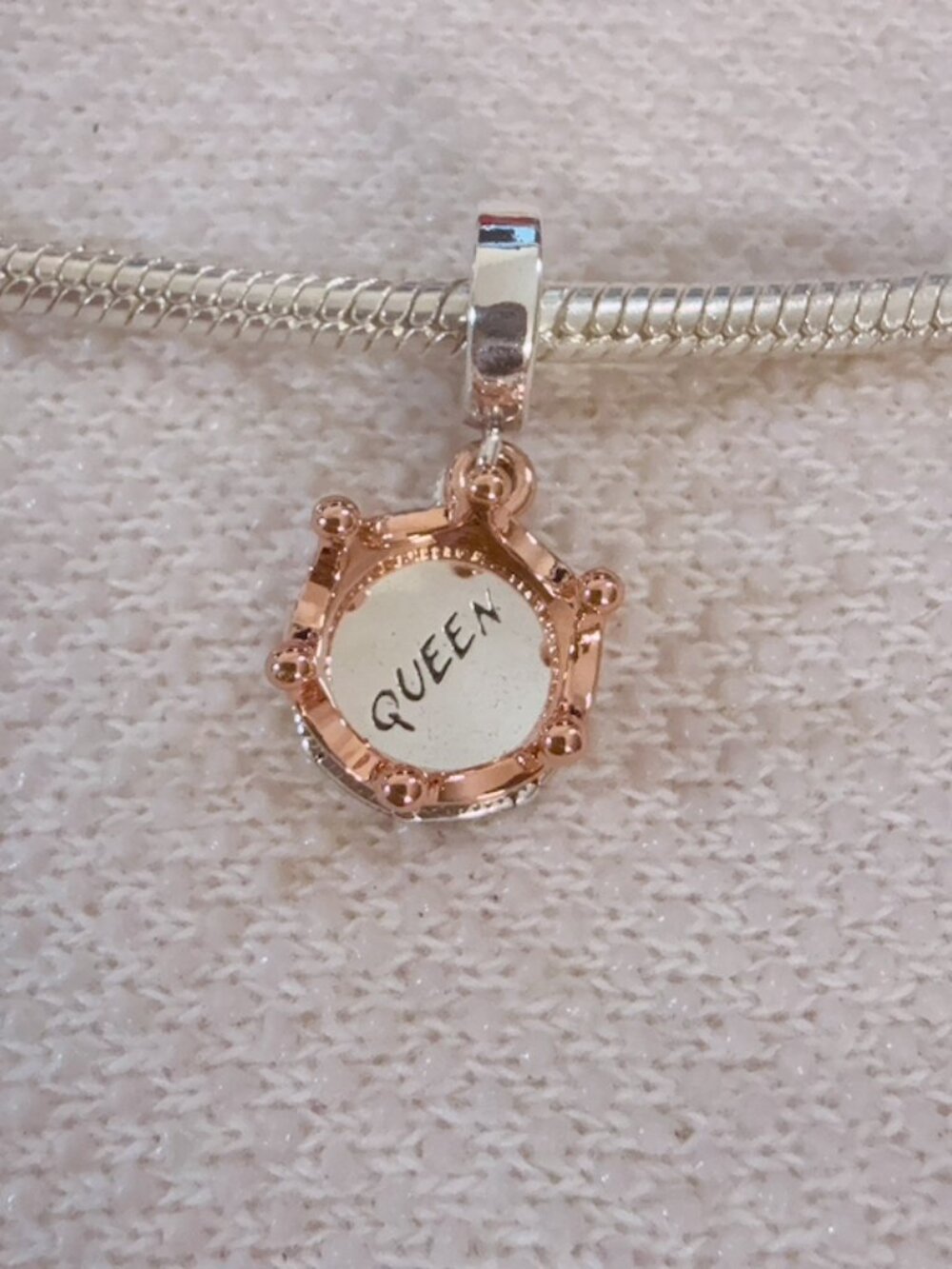 Queen & Regal Crown Dangle Charm Rose Gold-Plated Charm For Pandora Bracelet